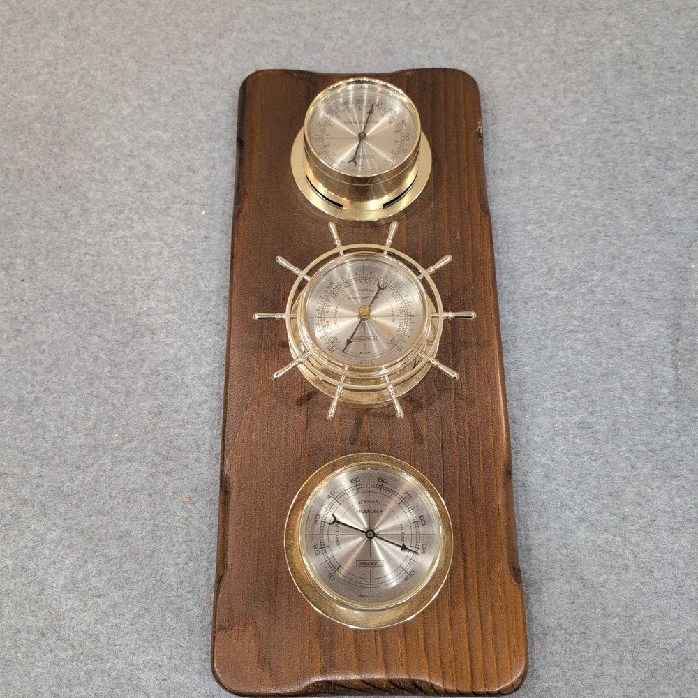 Springfield Weather Station Wood Plaque Barometer Thermometer Hygrometer USA